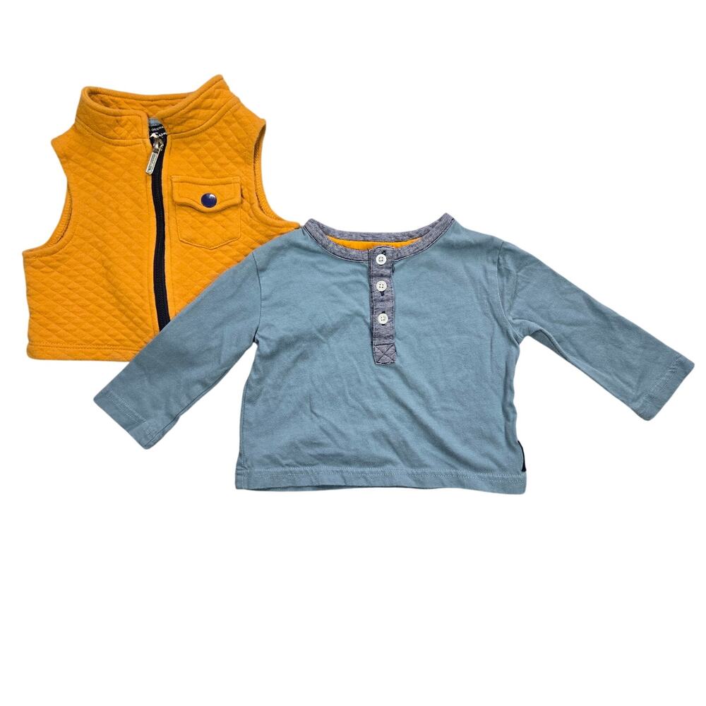 Ben Sherman Baby Boy 12 Mth Matching Quilted Vest Long Sleeve Shirt Fall Winter